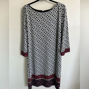 White House Black Market Multi Color Shift Dress 3/4 Sleeve Sz XL